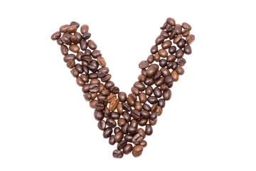 Coffee alphabet isolated on white background