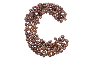 Coffee alphabet isolated on white background