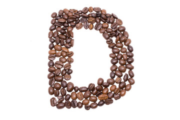 Coffee alphabet isolated on white background