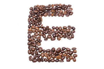 Coffee alphabet isolated on white background
