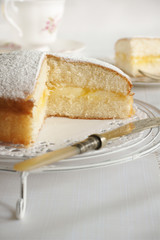 Lemon and cream filled Victoria sponge cake