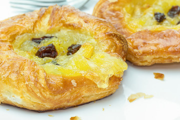 Pineapple danish pastries with raisin.