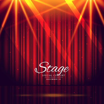 red stage background with closed curtains