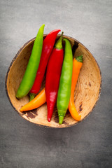 Chilli pepper on the grey background.