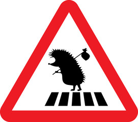 Road sign warning about the possible presence of animals on the road and in close proximity to 