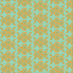 Fototapeta premium Autumn seamless pattern. The pattern in autumn colors.Vector pattern with swirl on green background.