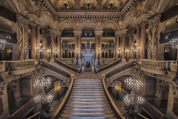 Wall murals Historic building Stairway inside the Opera house Palais Garnier