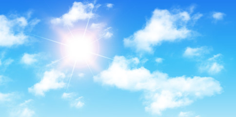 Obraz na płótnie Canvas Blue sky with clouds and sun