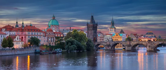 Foto op Aluminium Prague. Panoramic image of Prague, capital city of Czech Republic, during sunrise. © rudi1976