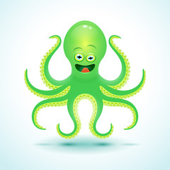 Vector cartoon octopus illustration.
