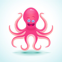 Vector cartoon octopus illustration.