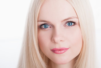Studio, face, blue eyes, white background