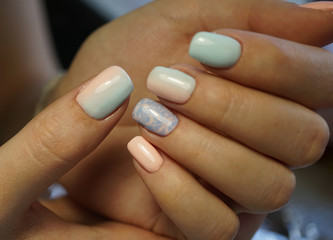 Nails and clean manicure. Nails are natural. Manicure is made using nails drill machine.