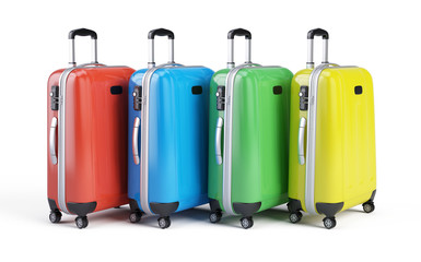 travel luggage bags suitcases isolated on white