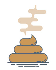 Vector stinky poop pile. Modern outline style illustration. Isolated on white background.