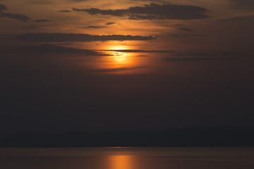 end of the day - sunset on the lake with golden reflection