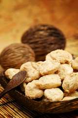 chunk Textured Vegetable Protein for Vegetarian Festival with earth tone background