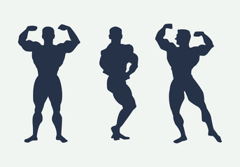 Men silhouettes of athletes in demonstration poses. Vector