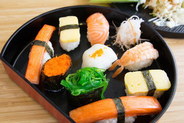 Japanese food sushi set on plate