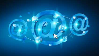 3D rendering email icon connected to each other
