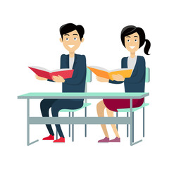 Pupils Sitting at a School Desk