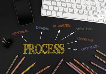 Process Concept - black office desk