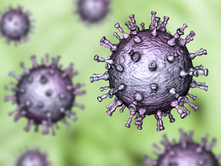 Varicella zoster or chickenpox virus structure, 3D illustration. A herpes virus which cause chickenpox and shignles