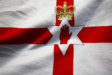 Closeup of Ruffled Northern Ireland Flag, Northern Ireland Flag