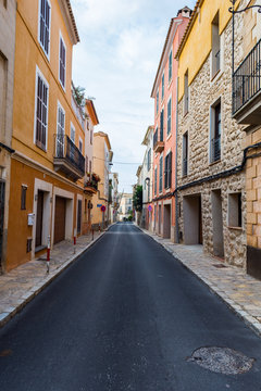 a typical village alley in majorca, soller