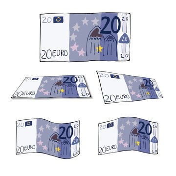 20 Euro Schein - gemalt - handgezeichnet - verschiedene Perspektiven