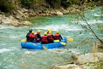 Rafting on a wild river
