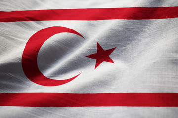Closeup of Ruffled Northern Cyprus Flag, Northern Cyprus Flag Bl