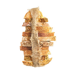 verschiedene Sorten Brot, geschnitten, isoliert
