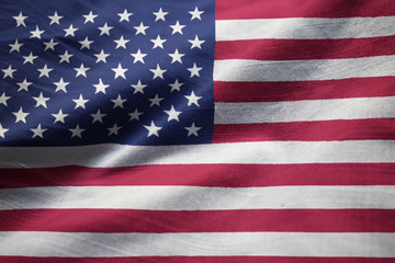 Obraz premium Closeup of Ruffled United States of America Flag, United States