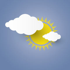 The sun and Cloud with Paper art Style.vector Illusatration