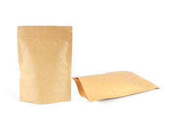Kraft paper package isolated on white background.