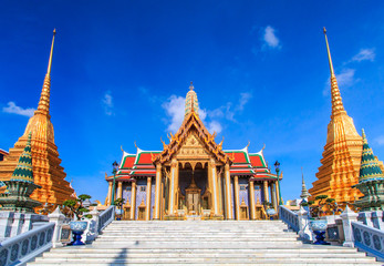 Wat Phra Si Rattana Satsadaram or Wat Phra Kaew or Temple of the Emerald Buddha in Bangkok of Thailand