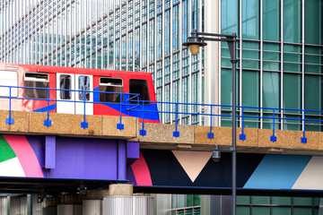 Docklands light railway in Canary Wharf, London