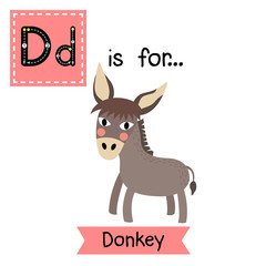 D letter tracing. Flying Dove bird. Cute children zoo alphabet flash card. Funny cartoon animal. Kids abc education. Learning English vocabulary. Vector illustration.