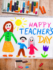 Obraz na płótnie Canvas Colorful drawing - Teacher's Day card