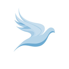 Vector sign abstract  blue bird in flight