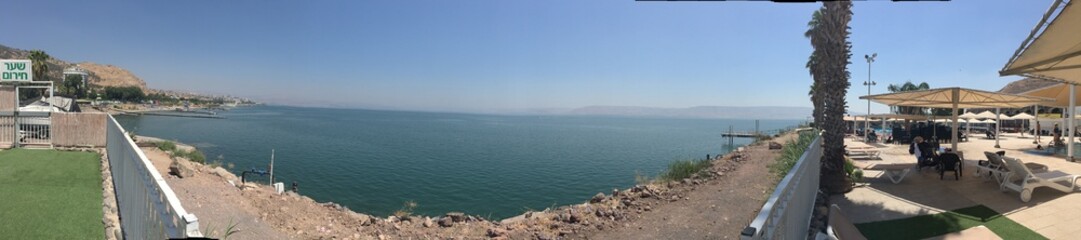 a panorama view of tiberious in israel
