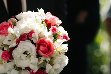 Wedding bridal bouquet with roses