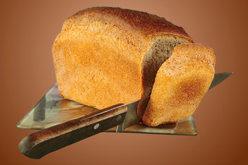 crust of bread sliced with a knife