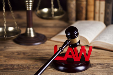 Law wooden gavel barrister, justice concept, legal system concep