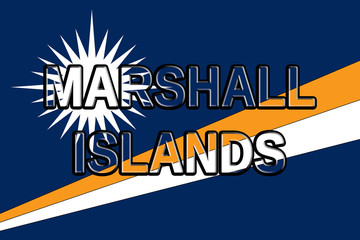 Illustration of the flag of The Marshall Islands with the country written on the flag