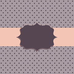 Frame on the paper background with polka dots. Vector illustrati