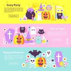 Fototapeta premium Halloween Trendy Web Horizontal Banners