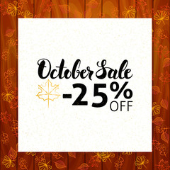 October Sale over Wooden Background