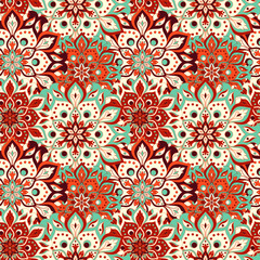 Seamless hand drawn mandala pattern. Vintage elements in oriental style. Texture for wallpapers, backgrounds and page fill. Islam, arabic, indian, turkish,ottoman, asian motifs. Vector illustration.